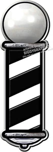CALCOMANÍA VINILO POSTE PELUQUERÍA DISEÑO MODERNO NEGRO Y PLATA (ELIGE TU TALLA) - Imagen 1 de 8
