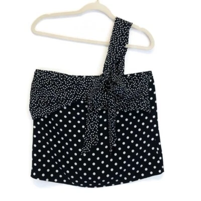 J. Blusa clásica Crew negra a lunares con correa para el hombro 100 % seda para mujer talla 8 Foto 1 de 4