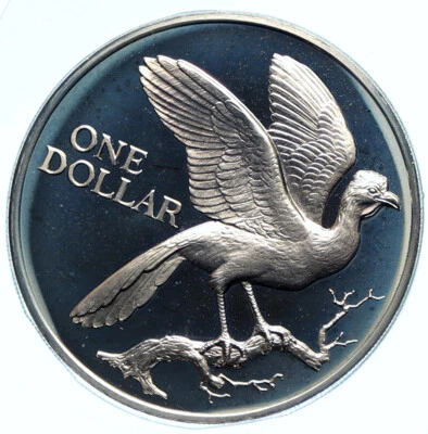 1972 TRINIDAD and TOBAGO Rufous-vented Chachalaca BIRD Proof Dollar Coin i104797 - Image 1 of 3