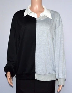 SweatyRocks Women Contrast Collar Drop Shoulder Pullover Sweatshirt Top Size XL - Picture 1 of 3
