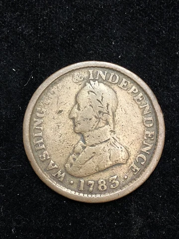 1783 Washington and Independence Large Military Bust Colonial Copper Token Cover