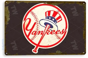 TIN SIGN New York Yankees Retro Metal Décor Stadium Baseball Card Shop A914 - Picture 1 of 3