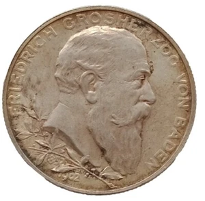 1902 Deutschland Silber 2 Mark Friedrich I. To Death - Bild 1 von 8