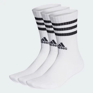 adidas 3-Stripes Cushioned Crew Sports Socks White Fitness x3 Pairs Gym Tennis - Picture 1 of 4