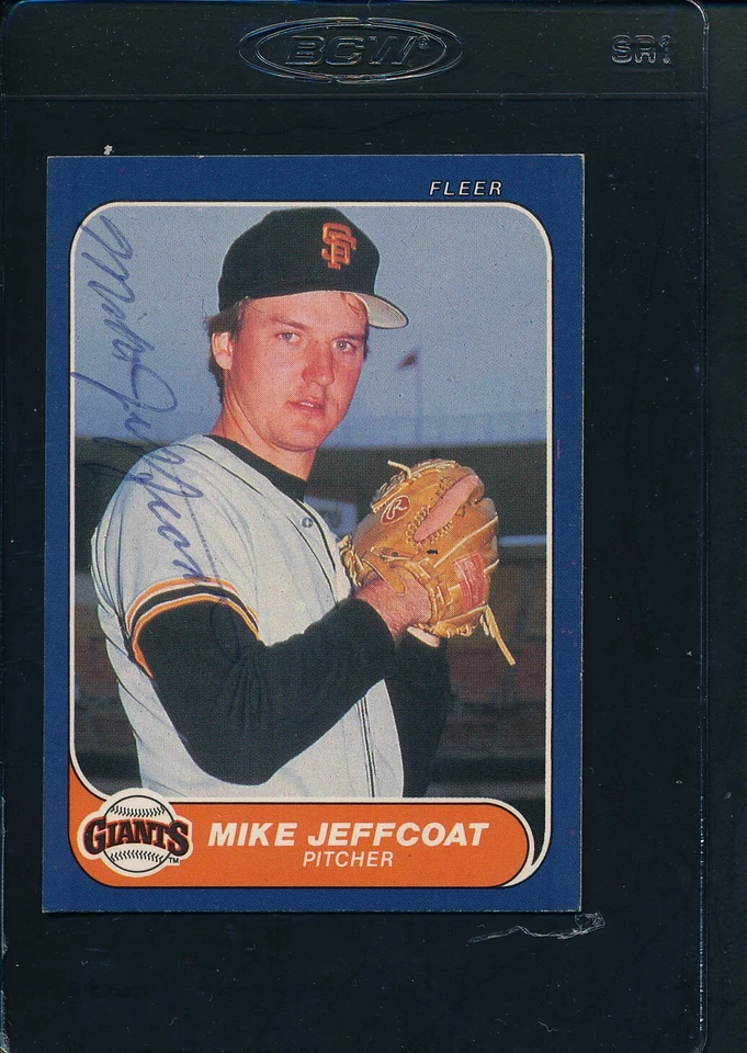 1986 Fleer #545 Mike Jeffcoat Giants Signed Auto *46053 - Image 1 of 1