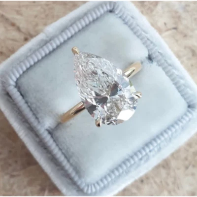 4.20 Ct IGI Lab Created Diamond Pear Cut Wedding Ring 14k White Gold - Image 1 of 4