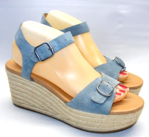 Sandalias Lucky Brand Naveah con plataforma de cuña de gamuza azul para mujer talla 9 - Imagen 1 de 13