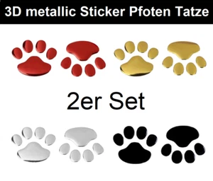 ⭐️ Katzenpfoten 3D Auto Aufkleber Sticker Tatze Hund Katze 2-er Set metallic ⭐️ - Bild 1 von 6