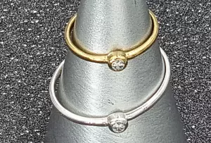massiv Sterling Silber 925 Ring mit 2,25 mm Cirkonia vergoldet oder Silber pol. - Bild 1 von 7