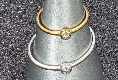 massiv Sterling Silber 925 Ring mit 2,25 mm Cirkonia vergoldet oder Silber pol. - Bild 1 von 4