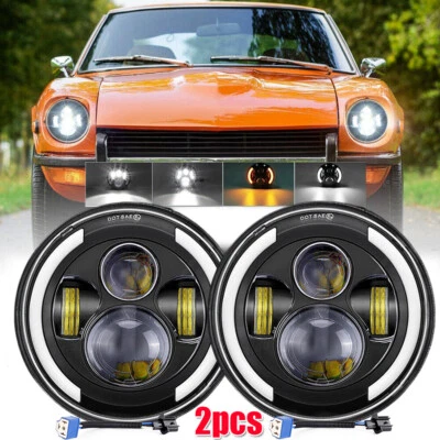 2x Faros LED redondos de haz alto/bajo DRL Fit Datsun 240Z 260Z 280Z 280ZX 1970-83 7" Foto 1 de 4