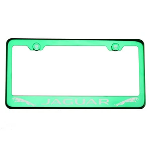 Marco de matrícula T304 verde cromo acero inoxidable plata Jaguar grabado con láser - Imagen 1 de 10