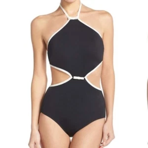 Kate Spade Plage Du Midi Black One-Piece Swimsuit Women's L Nwt - Picture 1 of 8