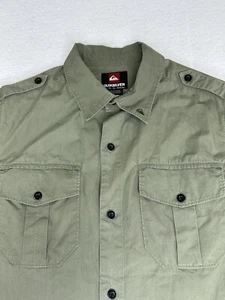 Quiksilver Boys Button Up Shirt SS Olive Green 2 Front Pockets Size XL (20) - Picture 1 of 8