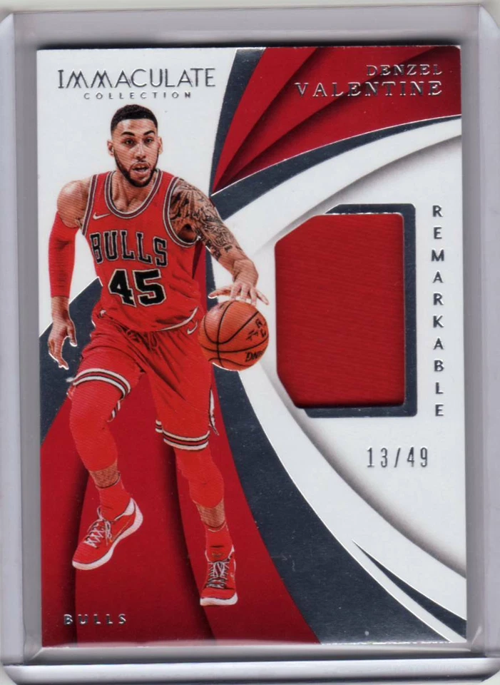 2017-18 Immaculate Denzel Valentine Bulls Game Worn Jersey 13/49 - Image 1 of 1