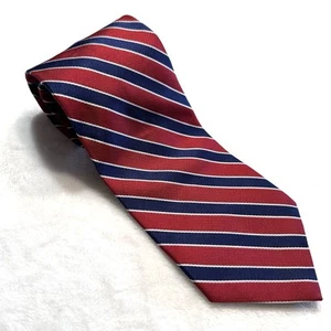 Tommy Hilfiger Seidenkrawatte rot blau Streifen grün Kontrastfutter klassisch Vintage - Bild 1 von 16