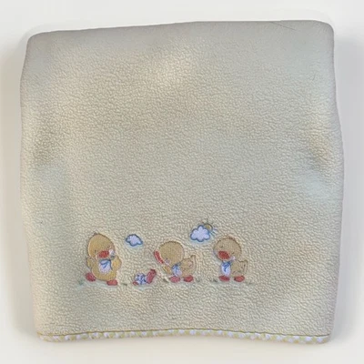 考拉宝宝黄色抓绒鸭婴儿毯鸭子格子装饰边缘柔软 — 第 1/4 张图片