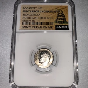 2005-P Roosevelt 10c Broadstruck NE Error Collection Don’t Tread On Me Label NGC - Picture 1 of 2