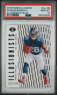 2018 Illusions Saquon Barkley RC PSA 10 /149 Illusionists Blue Color Match Pop 6 - Image 1 of 3