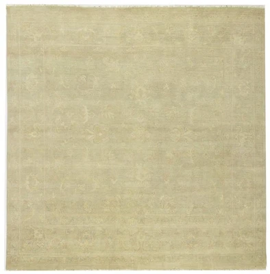 Floral Transitional Square Oriental Rug 10X10 ft Hand-Knotted Carpet Dining Room - Image 1 of 4