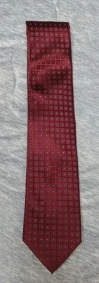 Roundtree & Yorke Red Multicolor Geometric Silk Tie - Image 1 of 4