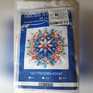 Cross Stitch Kit with Floral Design - Picture 1 of 2