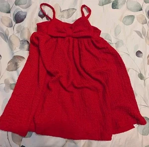 Old Navy Textured Red Dress With Bowtie Girls Size 5T - Picture 1 of 4