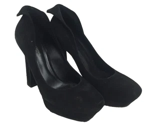 Bottega Veneta Women's Heels Size 4.5 Black Suede Upper Platform Slip On Used F1 - Picture 1 of 12