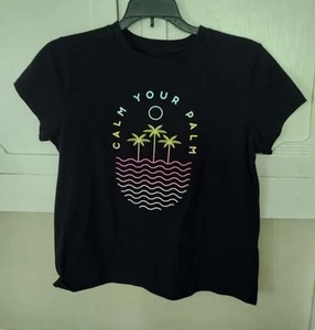 Thereabouts Girls Size XL 18.5 P Calm Your Palm Black Shirt - Picture 1 of 3