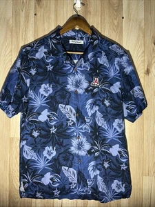 Tommy Bahama Men’s Small University Of Arizona Silk Blue Hawaiian Button Up - Picture 1 of 7