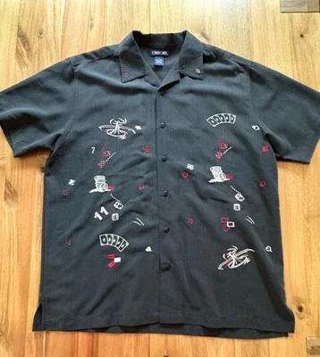Cherokee Casino Gambling Poker Vegas Embroidered Camp Shirt Hawaiian Size XL - Image 1 of 4