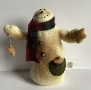 Rustic Farmhouse Primitive 8” Snowman Wired Posable Arms Beanbag Bottom - Picture 1 of 5