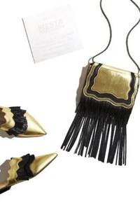 New SASS & BIDE Limited Edition "Ric Rac" Fringed Leather Clutch / Shoulder Bag - Picture 1 of 16