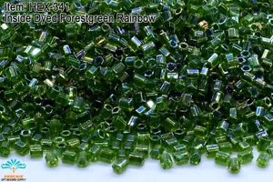 Miyuki Esagono 2 Tagli 11/0 Interno Tinto Foresta Verde Arcobaleno Hex-0341 - Foto 1 di 1