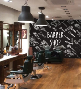 3D Haarschnitt C1735 Barber Shop Friseursalon Tapete Wandbild Fototapete Amy 24 - Bild 1 von 11
