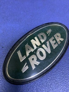 Genuine Land Rover Range Rover Curved Grill Badge Silver On Green 90MM X 48 MM - Picture 1 of 5