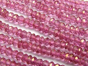 14.5" PINK TOPAZ 3.5mm Faceted Rondelle Beads AAA - Picture 1 of 1