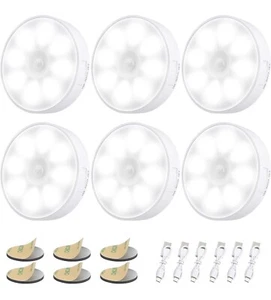 6 Pack Motion Sensor Light 8 LED Lights 3 Light Modes Cordless Magnetic Sticker - Picture 1 of 10