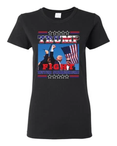 Never Surrender Trump 2024 Assassination Attempt Rally Fist Pump Womens Shirt - Picture 1 of 9