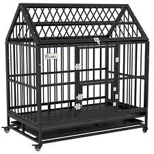 PawHut 48" Heavy Duty Dog Crate on Wheels w/ Removable Tray, Openable Top