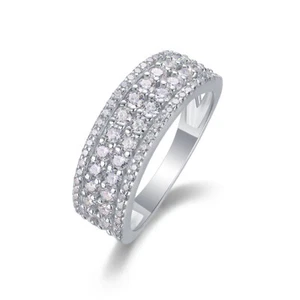 Full D Color Moissanite Half Eternity Band Wedding Ring Solid 925 Silver Women - Picture 1 of 10