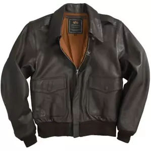 Men's Air Force A-2 Leather Flight Bomber Jacket - Picture 1 of 5