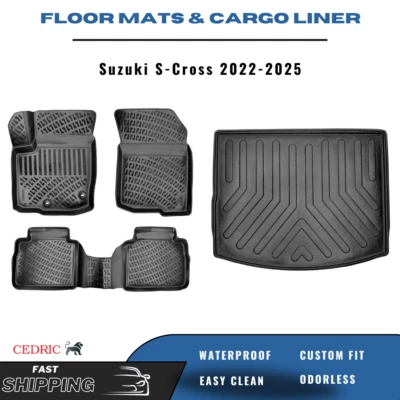 Juego completo de alfombrillas y revestimiento de carga superior de coche para Suzuki S-Cross 2022-2025 3D TPE Foto 1 de 4