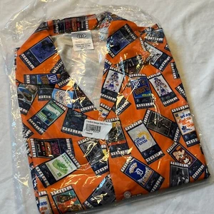 Detroit Tigers Shirt Men’s L Orange Hawaiian Ticket Print Button Up SGA New - Picture 1 of 9