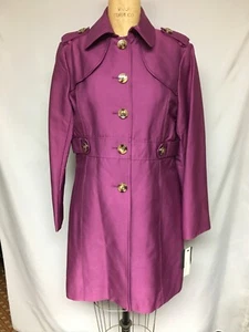 Kenneth Cole Cotton Sateen Walking Coat L Plum NWT - Picture 1 of 5