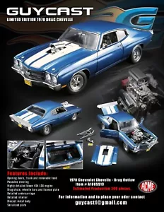 GMP ACME 1:18 1970 CHEVROLET CHEVELLE DRAG OUTLAW FATHOM BLUE A1805513 - Picture 1 of 1