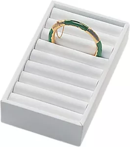 Juego de 6 Bandejas Pulsera 9 Secciones Blanco Brazalete Terciopelo 7 3/4" x 4 1/4" x 1/2" Expositor - Imagen 1 de 2
