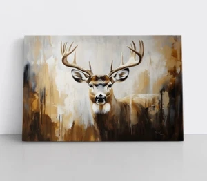 Whitetail Deer Modern Painting Print Framed Canvas Wall Art Wildlife Animals - Picture 1 of 14