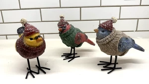 Valerie Parr Hill Glittered Birds With Hats & Sweaters Set Of 3 - Picture 1 of 5