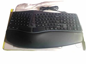 DELUX GM901U Wired 107 Keys Split Ergonomic Keyboard with 2 Hubs Soft Palm Rest - Picture 1 of 3